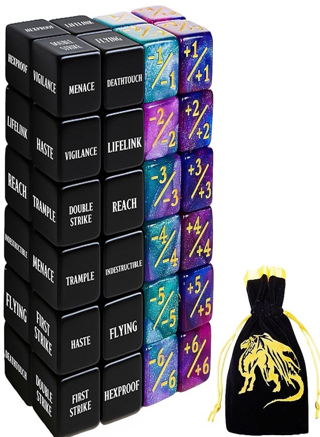 PUGED 48 PCS MTG Counter Token Dice Abilities Keyword Counters Bulk Creature Stats Buff Magic The Gathering Tokens Dice Set with Bag TCG Card Games Accessories (MTG) - Image 1